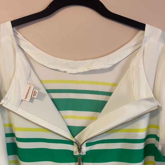 Merona Striped Green and Yellow Women's Blouse | Size M - Picture 4 of 6